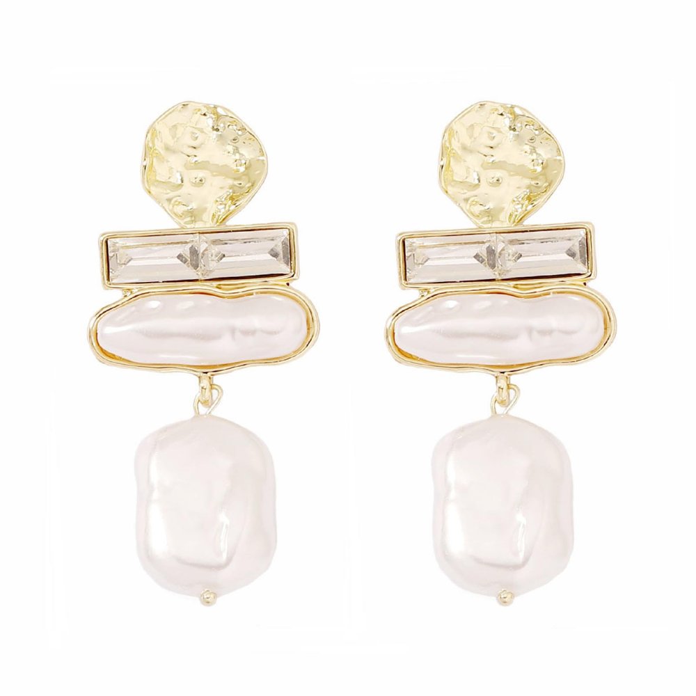 5.8 * 2.4cm Bohemian Pearl Glass Earrings For Women,white,5.8 * 2.4cm