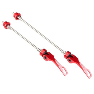 1 Pair Bicycle Quick Release Skewers - Lightweight Anodized Aluminum Skewers for Road and Mountain Bikes(Red)