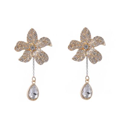 6.5 * 3.3cm Vintage Flower Droplet Pendant For Women'S Earrings ,golden,6.5 * 3.3cm