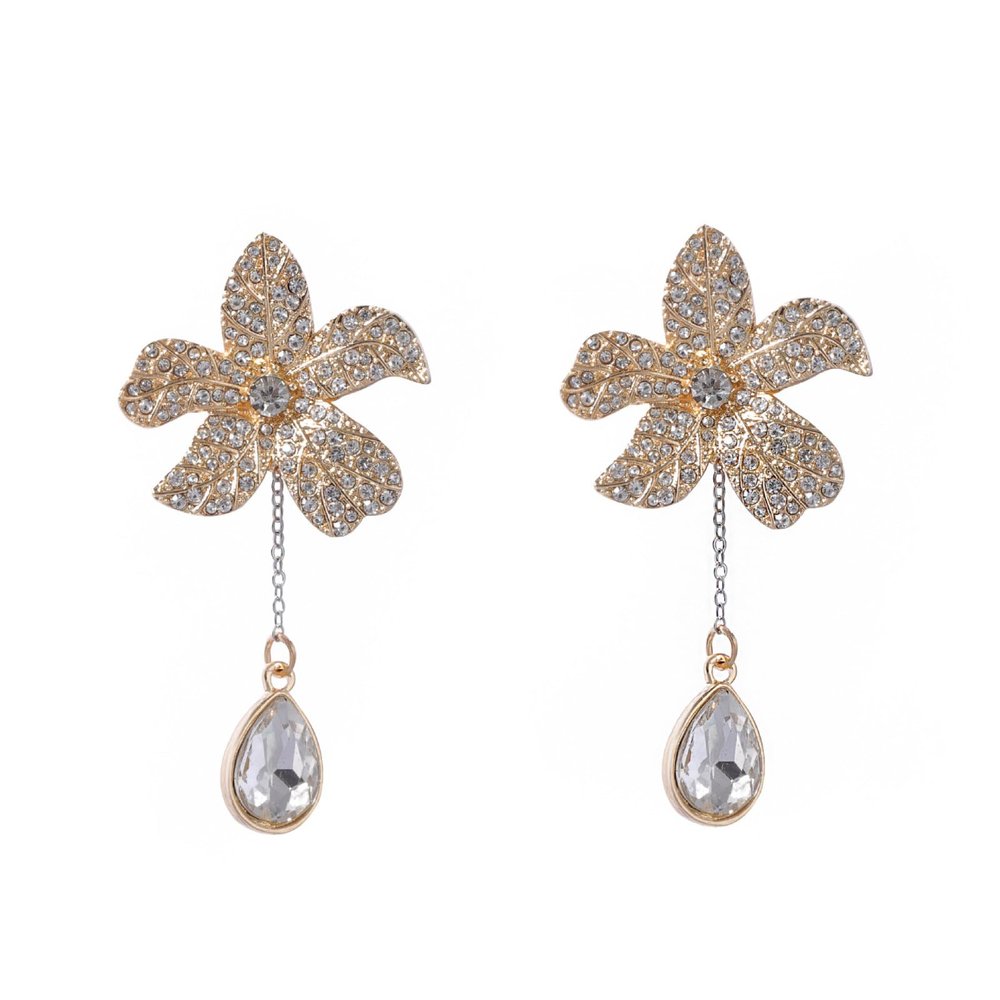 6.5 * 3.3cm Vintage Flower Droplet Pendant For Women'S Earrings ,golden,6.5 * 3.3cm