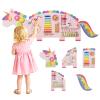 HONEY JOY Unicorn Activity Wall Busy Board Panels, 11-in-1 Wooden Sensory Wall Panel for Kids, Toddler Learning Activity Center, Ideal for Playroom Daycare Nursery Classroom Dentist Office (Pink) view 1