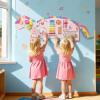 HONEY JOY Unicorn Activity Wall Busy Board Panels, 11-in-1 Wooden Sensory Wall Panel for Kids, Toddler Learning Activity Center, Ideal for Playroom Daycare Nursery Classroom Dentist Office (Pink) view 2