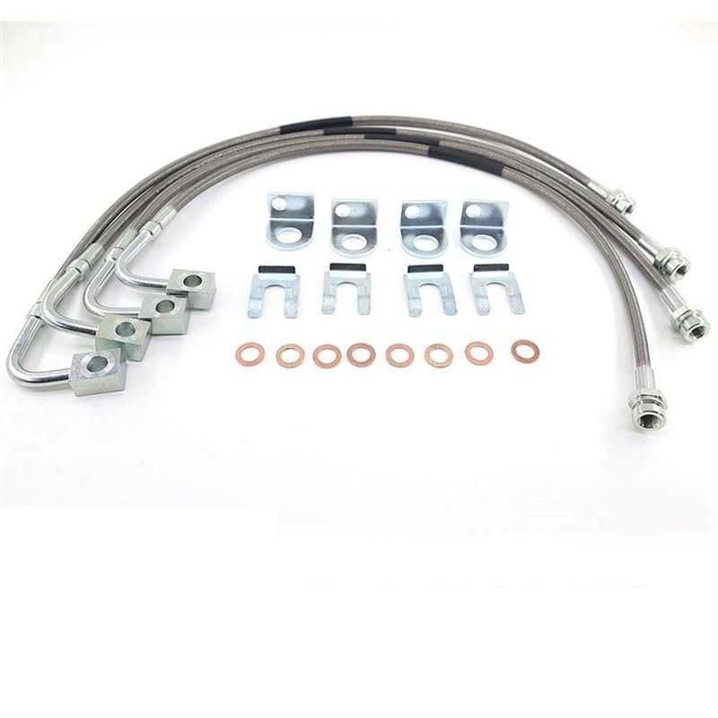 H5-Front & Rear SS Braided Brake Lines For Jeep JK For Wrangler 4Inch-6Inch Lift 89716 2007-2018