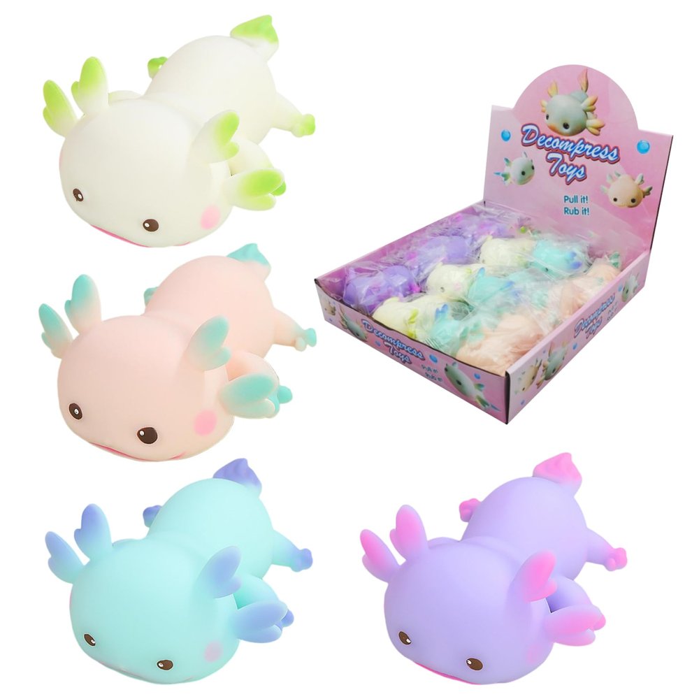 12PCS Cute Axolotl Squish Toys Soft Flexible Slow Rise Squish Balls Stress Relief Squeeze Toys for Adults Kids Stress