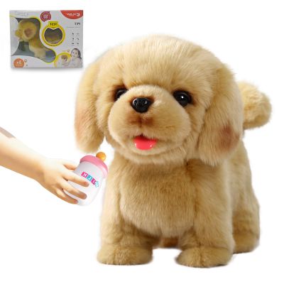 CU-MATE Electronic Walking Dog Toy, Interactive Plush Golden Retriever Puppy, Realistic Interactive Pet Toy Dog, Walking, Barking, Wagging Tail & Talking, Present Gifts for 3+ Year