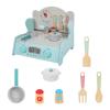 EHJRE Playset Pretend Play Birthday Gift Window Display Wooden Play Kitchen, Blue Set A view 1