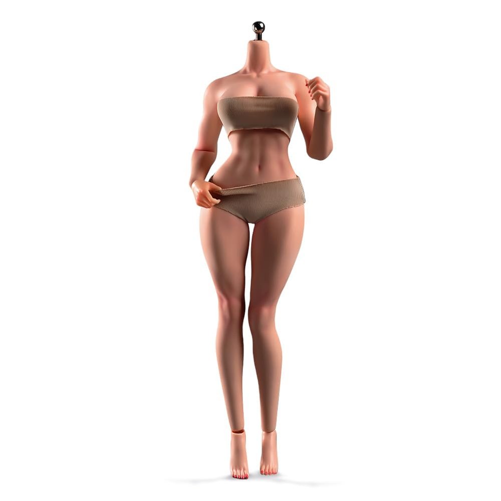 1/6 Scale Female Body, 12inch Super Flexible European Body Strong Muscle Makeup Version Detachable Feet Action Figure Seamless Large Bust Figure Body Collectble (Suntan Skin)