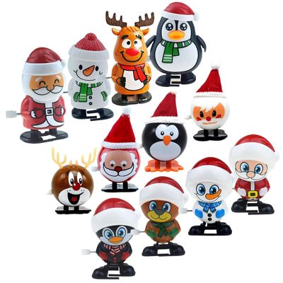 12PCS Christmas Wind Up Figurines for Kids  Christmas Stocking Stuffers, Mini Xmas Clockwork Figurine Assortment, Santa & Tree Wind Up Chain Figures, Goody Bag Fillers for Kids Party Favors Birthday