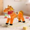 VEAREAR Kids Rocking Horse, Plush Ride on Animal with Wooden Rockers, Moving Mouth and Wagging Tail, Musical Sounds, 50kg Weight Capacity, Ages 1-6 Light Brown 68cm view 2