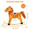 VEAREAR Kids Rocking Horse, Plush Ride on Animal with Wooden Rockers, Moving Mouth and Wagging Tail, Musical Sounds, 50kg Weight Capacity, Ages 1-6 Light Brown 68cm view 4