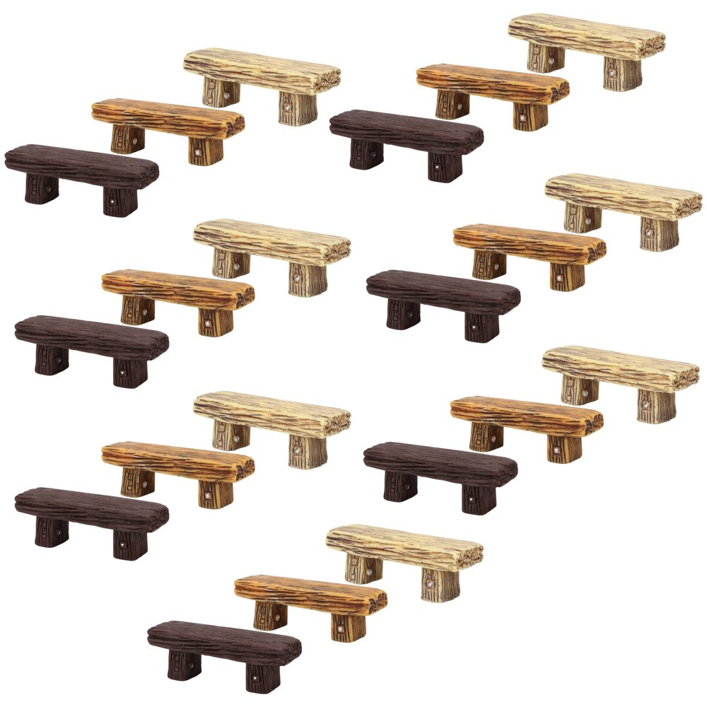 21Pcs Miniature Resin Bench for Dollhouse Crafts, Small Zen Garden Ornaments, Mini Fairy Garden Accessories, Park Seat Statue, DIY Scene Furniture Decoration for Bonsai, Terrariums, Micro Landscape