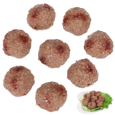 DOITOOL 8pcs Fake Meatballs, 1.38 inch Artificial Beef Meatballs, Fake Meat Food Model, PVC Realistic Food Props for Home Kitchen Party Decoration