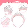 Bremorou Princess Tiara Crown Headband Pink Tulle Bow Tiara Headband Fairy Crown For Birthday Party Tiaras And Crowns Cosplay Fairy Costume Accessories view 3