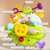 Drfeify Baby Rattle Toy, Pull Along Multi Functional Cute Activity Board Hand Grasping Rattle Infant Soothing Sensory Board view 3