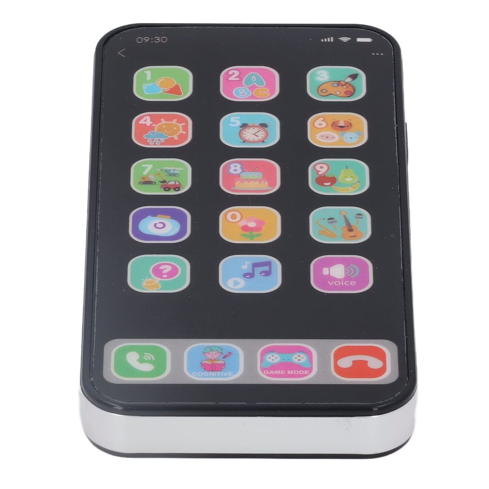 Drfeify Kids Interactive Cell Phone Toy Educational Children Over 3 Years Old Baby Mobile Learning Phone for Role Playing and Fun, Plastic Material (English Black)