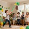 Mallard Duck Pinata Bundle with Stick, Blindfold, Bat, Gender Reveal Confetti for Duck Hunting Birthday One Lucky Party Decoration Farm Animal Theme Party Supplies view 4