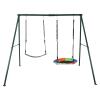 Heavy Duty Metal Swing Set Frame, Dark Green Outdoor Swing Stand for Backyard, Universal Double Hammock & Swing Seat Holder, Rust- Playground Structure (79in L x 75in W x 55in H) view 1