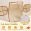 Costzon Kids Play Tent, Large Kids Playhouse w/Padded Mat, Door Curtain, Windows, Star Lights, Side Storage Pocket & Smooth Zipper, Indoor Play Tent for Boys, Girls 3+ Years 47x40x56.5 (Beige) view 3