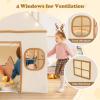 Costzon Kids Play Tent, Large Kids Playhouse w/Padded Mat, Door Curtain, Windows, Star Lights, Side Storage Pocket & Smooth Zipper, Indoor Play Tent for Boys, Girls 3+ Years 47x40x56.5 (Beige) view 4