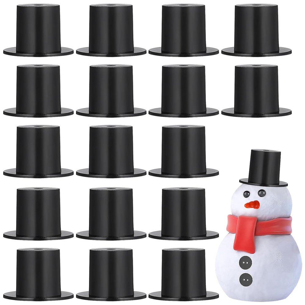 Abaodam 50pcs Mini Black Top Hats Snowman Decorating - Christmas Party Diy Decoration Mini Snowman Top Hats Birthday Wedding Family Gathering Party Supplies