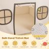 Costzon Kids Play Tent, Large Kids Playhouse w/Padded Mat, Door Curtain, Windows, Star Lights, Side Storage Pocket & Smooth Zipper, Indoor Play Tent for Boys, Girls 3+ Years 47x40x56.5 (Beige + Grey) view 3