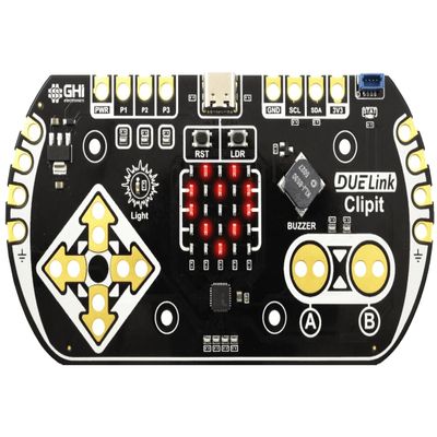 DUELink ClipIt: Alligator Clip frienldy Touch pad STEM microcomputer. Program Using MicroBlocks, Python, and Arduino