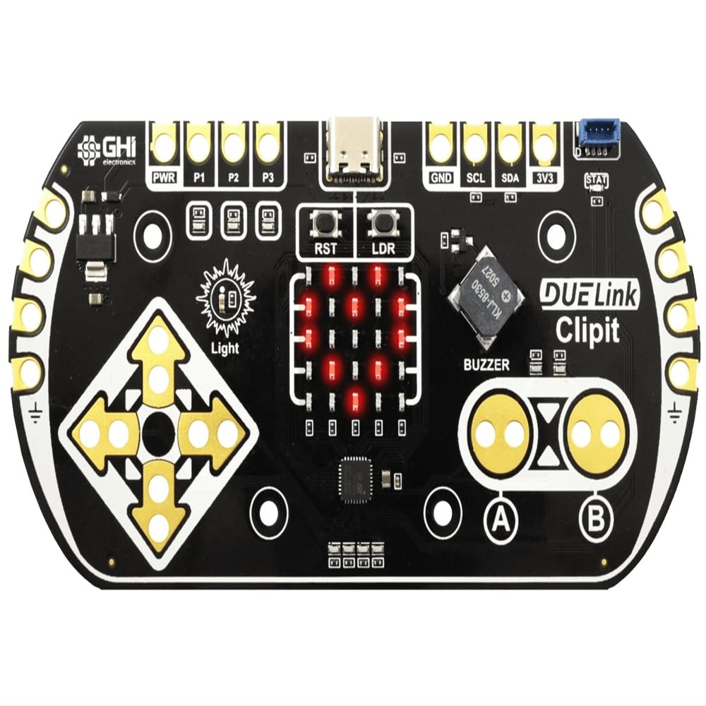 DUELink ClipIt: Alligator Clip frienldy Touch pad STEM microcomputer. Program Using MicroBlocks, Python, and Arduino