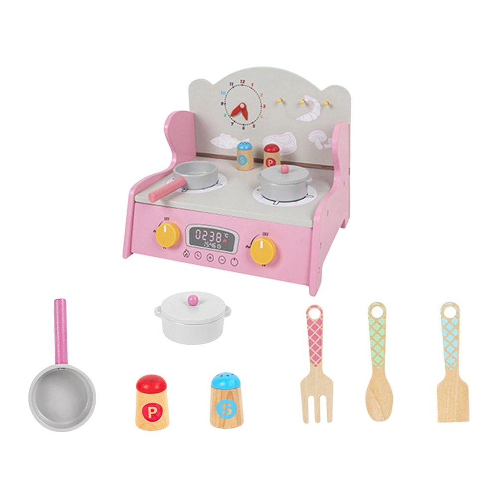Luwecf Playset Cooking Kindergarten Educational Party Favors Preschool Realistic Birthday Gift Pretend Play, Pink Set A