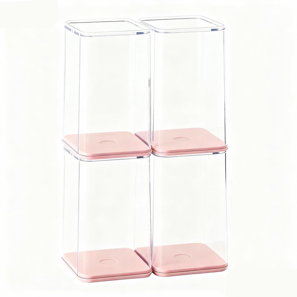 4 Pack Display Boxes Clear Small Display Case for Mini Pop Figures, Stackable Acrylic Dustproof Blind Box for Funko Pop Figures, Collectibles, Mini Toys, Vinyl Figures
