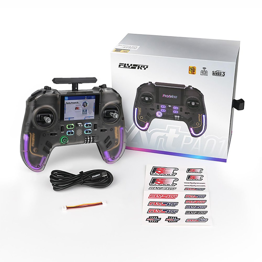 Hylukon Flysky Open Source Remote Controller, 2.4GHz RC Radio Transmitter with 2.4 inch IPS Screen, Gyro, Retractable Antenna, Programmable Transmitter for RC Car Boat Aircraft Robot