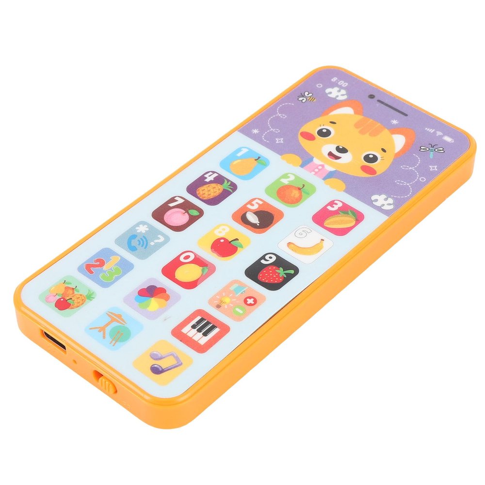 Matybobe Baby Cell Phone Toy English Learning Rechargeable Simulated Smart Phone Toy for Kids Developmental (Orange)