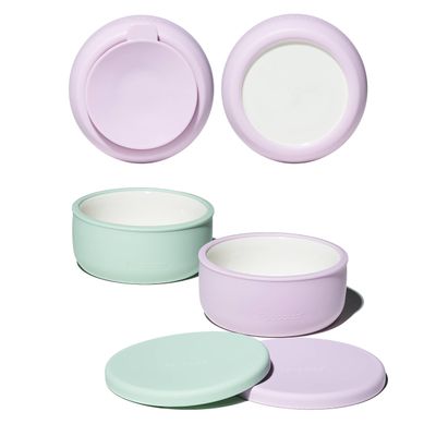 Pandaloo Porcelain Kids Bowls with Removable Silicone Sleeve & Lid Strong Suction Base, Microwave & Dishwasher Safe, Toddler-Proof, Non-Slip Ceramic Feeding Bowls for Babies & Toddlers (Set of 2)
