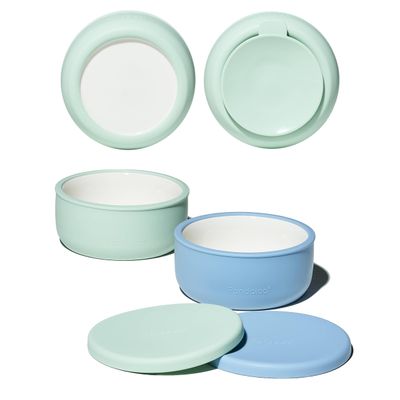 Pandaloo Porcelain Kids Bowls with Removable Silicone Sleeve & Lid Strong Suction Base, Microwave & Dishwasher Safe, Toddler-Proof, Non-Slip Ceramic Feeding Bowls for Babies & Toddlers (Set of 2)