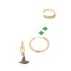 8 Other Reasons Wicked Earring Set  5-Piece Black & Gold Double-Drop Earrings, Witch Hat Motif, Jeweled Hoops & Ear Crawler, 14K Gold Plated Brass Jewelry view 1
