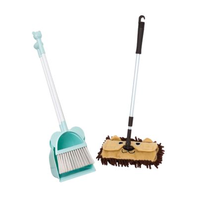 KiBcsLic Children's Broom with Cleaning Kit, Brown mop