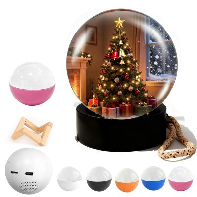SDRYWXO Memory Orb Christmas Ornament,2.7" 3D Crystal Ball Video Player,Memory Sphere Ball,Custom Video Sphere Uploadable Videos & Photos,DIY Gift for Couples Friends Anniversary,Birthday,Pink,WiFi