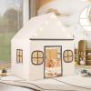 HONEY JOY Kids Tent, Large Toddler Playhouse w/Star Lights, Padded Mat, Side Pockets, Windows, Indoor Outdoor Washable, 47 x 40 x 56.5, Tent for Kids Aged 3+, Christmas Birthday (Beige+Grey) view 2