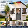 EROMMY Outdoor Wooden Playhouse for Kids, Backyard Playhouse with Colorful Acrylic Roof, Windows, Flower Box, Bench & Kitchen Playset, Solid Fir Wood Play House for Toddlers Ages 3+, 48 x 52 x 64 in view 3