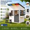 EROMMY Outdoor Wooden Playhouse for Kids, Backyard Playhouse with Colorful Acrylic Roof, Windows, Flower Box, Bench & Kitchen Playset, Solid Fir Wood Play House for Toddlers Ages 3+, 48 x 52 x 64 in view 4