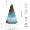 QWNMD Beach Coconut TreeSanta Hat Soft Christmas Party Hat with Printed Design Santa Hat, Suitable for All Ages view 2