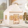 HONEY JOY Kids Tent, Large Toddler Playhouse w/Star Lights, Padded Mat, Side Pockets, Windows, Indoor Outdoor Washable, 47 x 40 x 56.5, Tent for Kids Aged 3+, Christmas Birthday (Beige) view 2