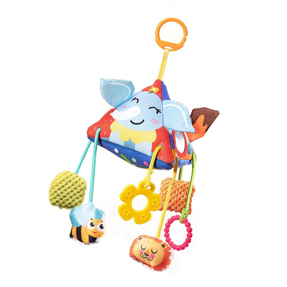 WARRIOO Multifunction Baby Crib Toy Animal Theme Textured Crinkle Paper Teether Sensory Exploration for Visual Cognitive Adjustable Hanging Toy