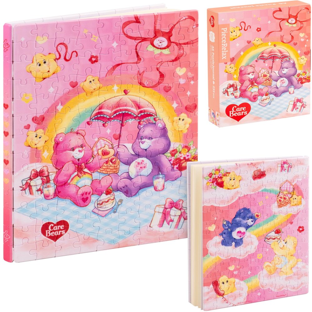 PieceRelax Care Bears A6 Puzzle Journal 233 Plastic Pieces for Adults - Lovely Day - Unique Gift & Home Dcor with Plastic Jigsaw Puzzle Artwork for Notebook [YB1049]