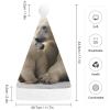 QWNMD Polar Bear LoveSanta Hat Soft Christmas Party Hat with Printed Design Santa Hat, Suitable for All Ages view 2