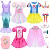 16 Pcs Princess Dress Up Clothes for Little Girl Role Play Costume Gift Set, Princess Mermaid Pretent Play Outfit Toys for Toddler Girls, Cosplay Birthday Party Gifts for Girls Age 3 4 5 6 7+ Year Old view 1
