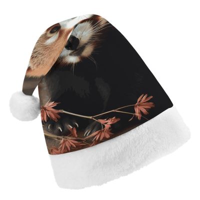 QWNMD Red PandasSanta Hat Soft Christmas Party Hat with Printed Design Santa Hat, Suitable for All Ages