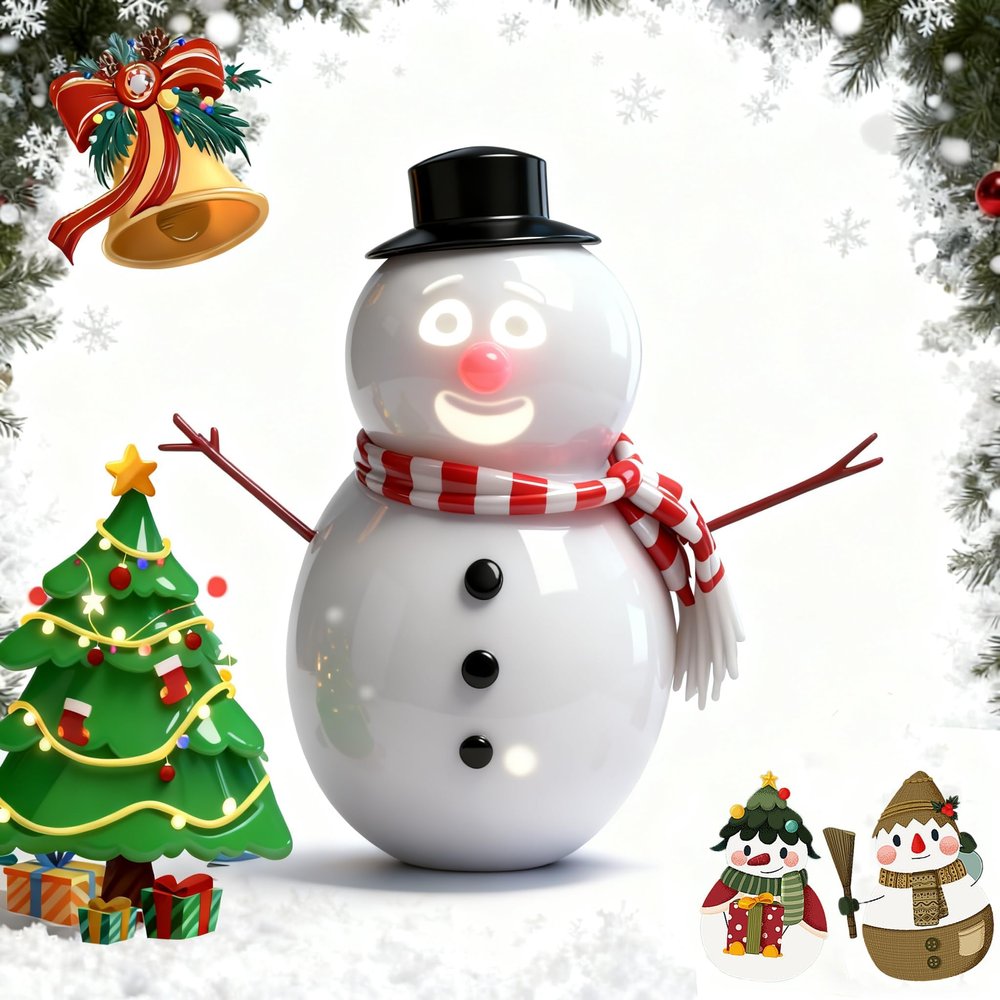 Creative Animated Winking Snowman, Cartoon Decoration, Talking Animated Snowman with Built-in Projector and Speaker, Plug and Play