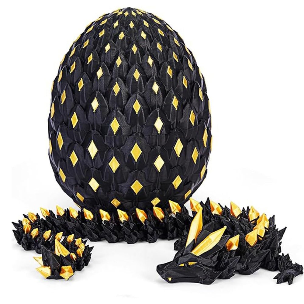 Helixsun 3D Printed Articulated Crystal-Dragon 9.8-Inch and Dragon-Egg, Glow in The Dark, Creative