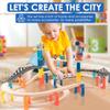 60Pcs Wooden Train Track Set, 203-inch Track Length, Train Bridge Toy Set for Toddlers, Scenario Building Blocks Toddler Toys with Airplane and Magnetic Crane, Birthday Gift Ideas for Boys and Girls view 2