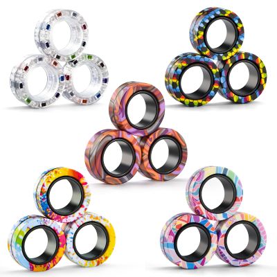 15Pcs Magnetic Adults Fidget Toys Rings,Stocking Stuffers for Kids 8-12